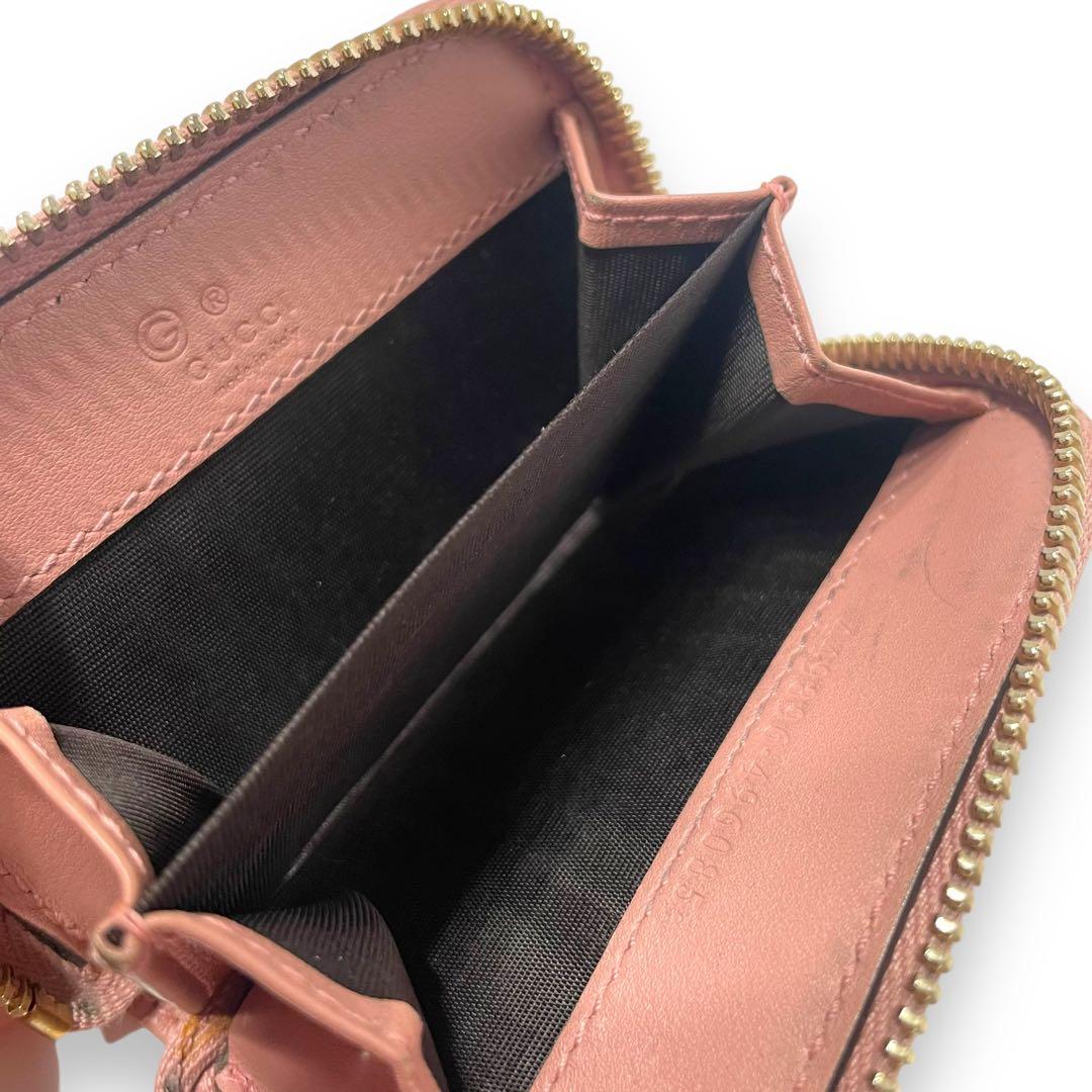 グッチ　ケース　マイクロGG シマ ピンク　ラウンドファスナー