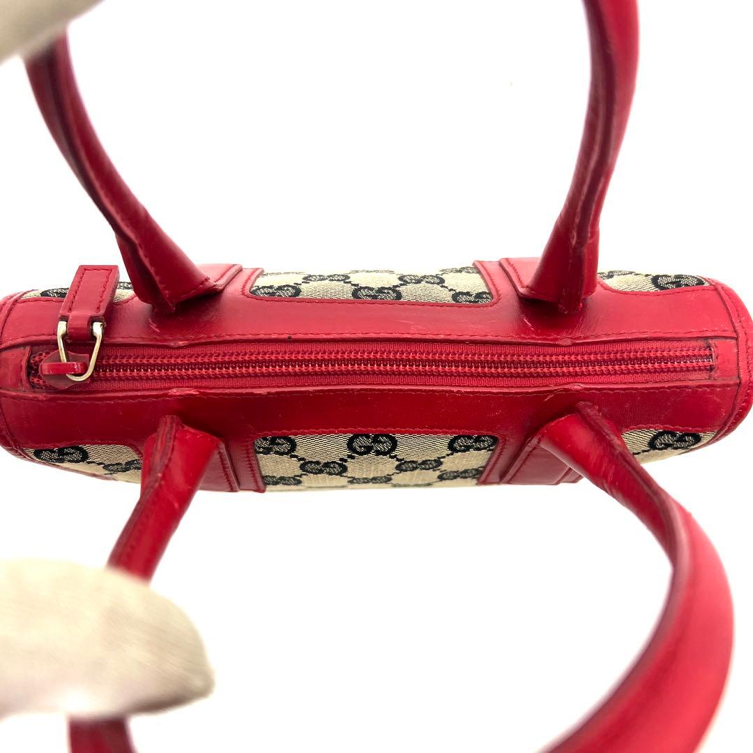 【極美品】 GUCCI GG柄 ハンドバッグ キャンバス レザー レッド