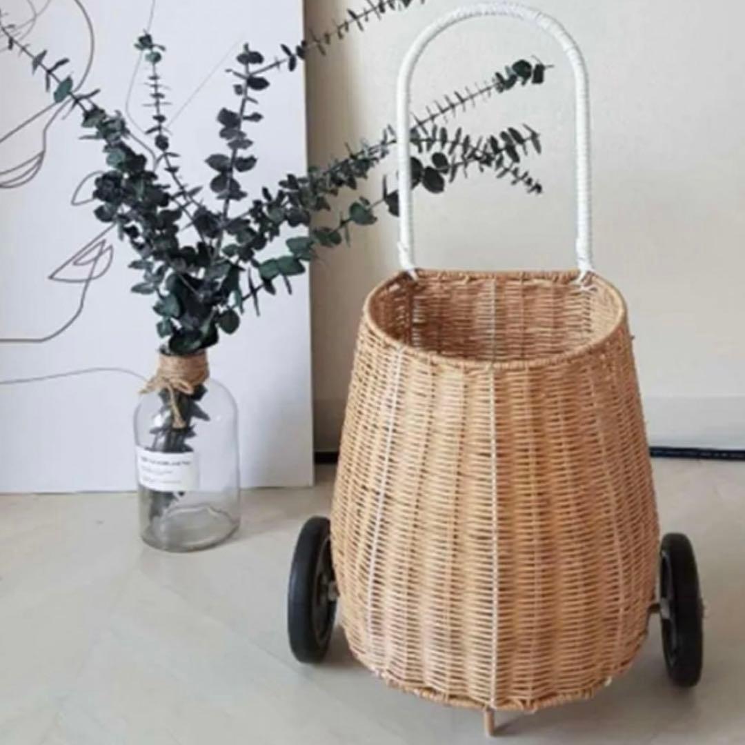 バスケット　ラタンバギー　子供　手押し車　おままごと　韓国　カゴ　バギー