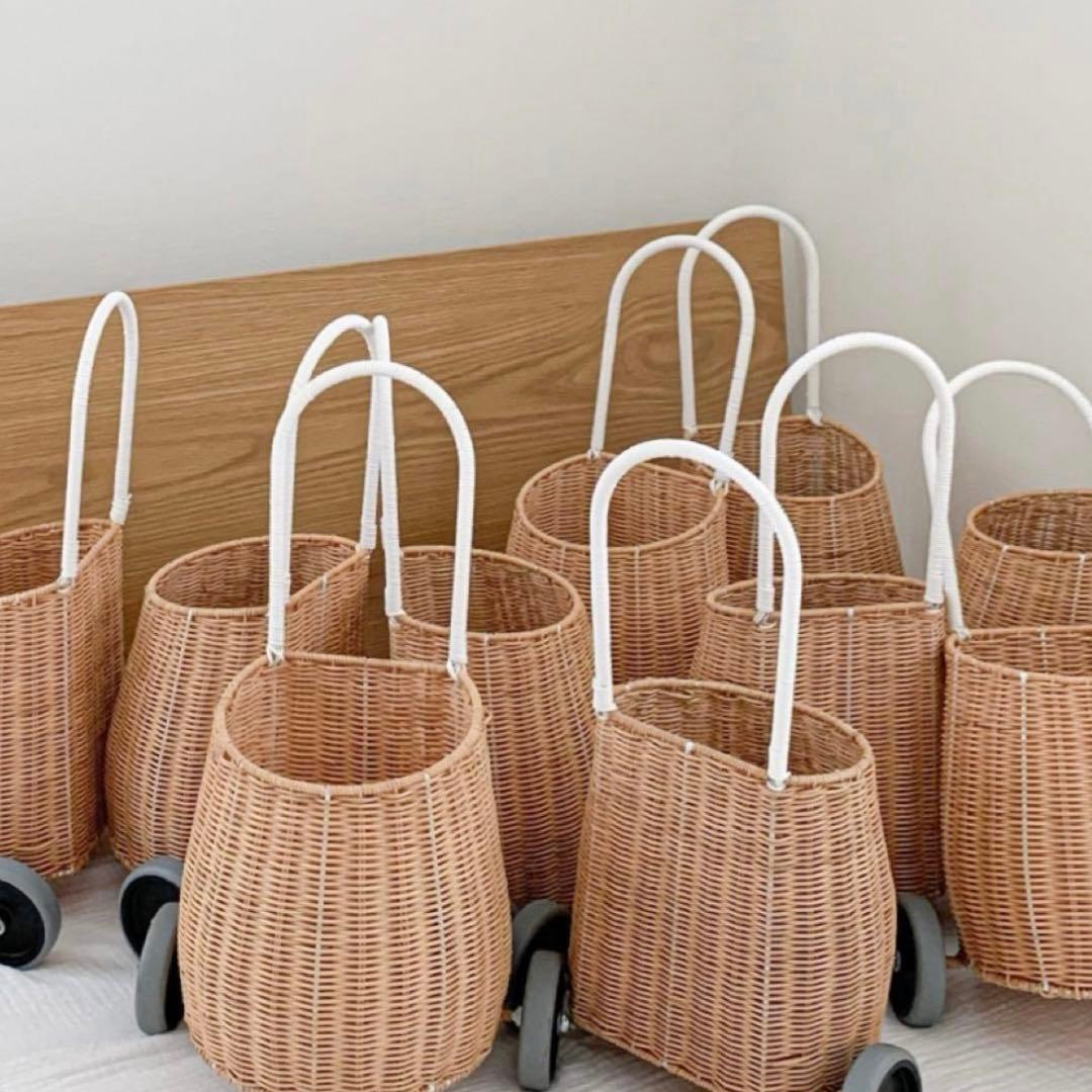 バスケット　ラタンバギー　子供　手押し車　おままごと　韓国　カゴ　バギー