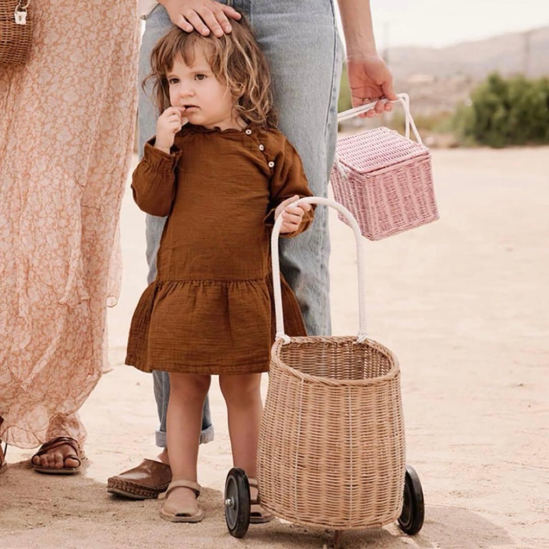 バスケット　ラタンバギー　子供　手押し車　おままごと　韓国　カゴ　バギー