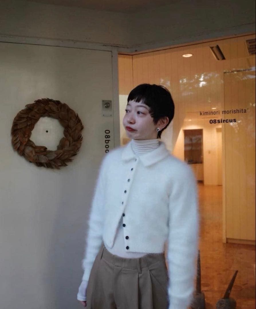 トップス CLANE ANGORA SHORT KNIT CARDIGAN