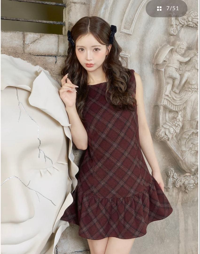 ダーリッチ　タータンチェックノースリミニワンピース