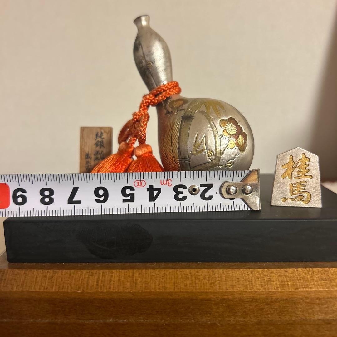 篠原　銀製 花柄彫刻 置物 高さ約10cm