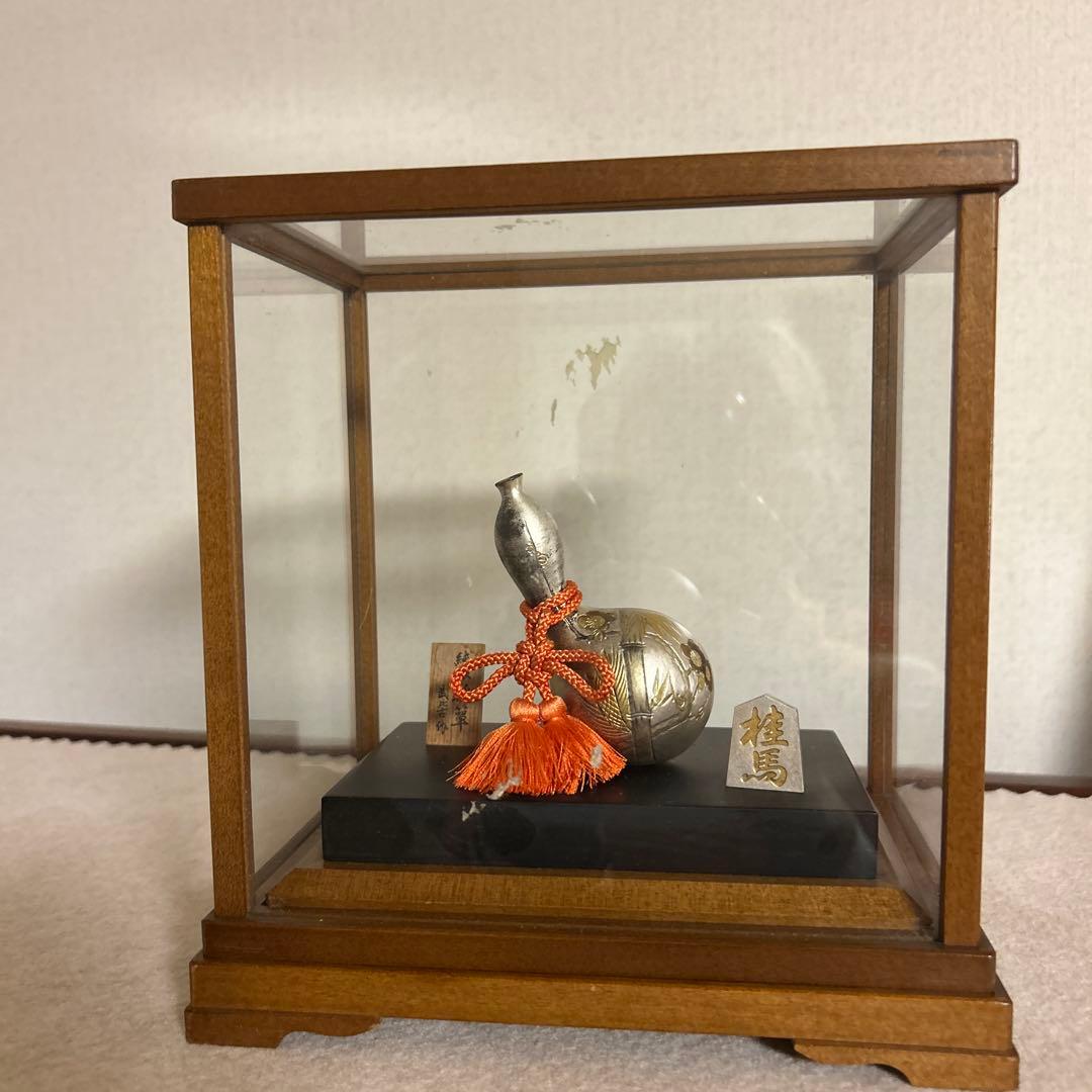 篠原　銀製 花柄彫刻 置物 高さ約10cm