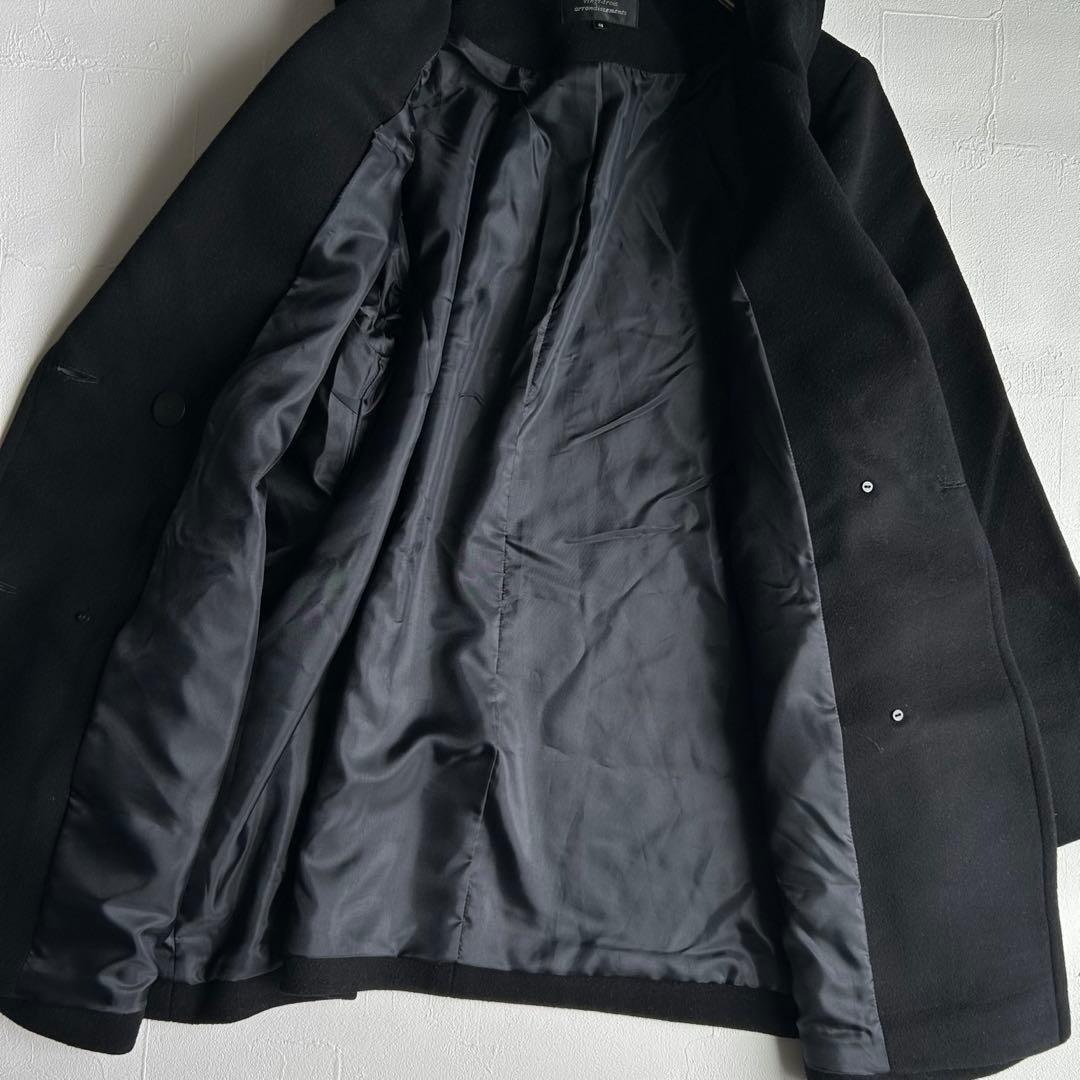 23区 カシミヤ混 フーデッドコート ブラック 48 XXL 大きいサイズ 黒