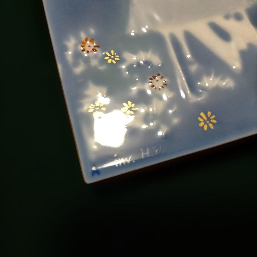 美品 MEISSEN マイセン 陶板画 青のメルヘンシリーズ　魔法の食卓 額縁付