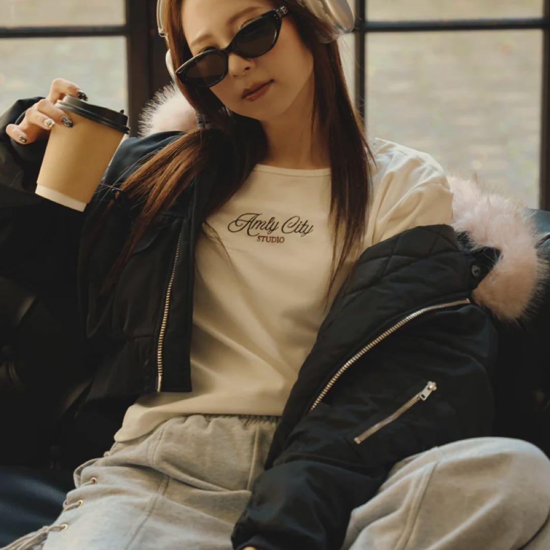 AmlyCity ファー付きN2Bジャケット ブラック