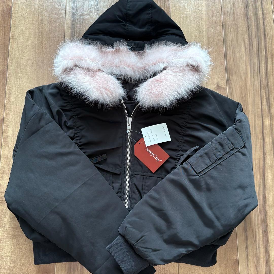 AmlyCity ファー付きN2Bジャケット ブラック