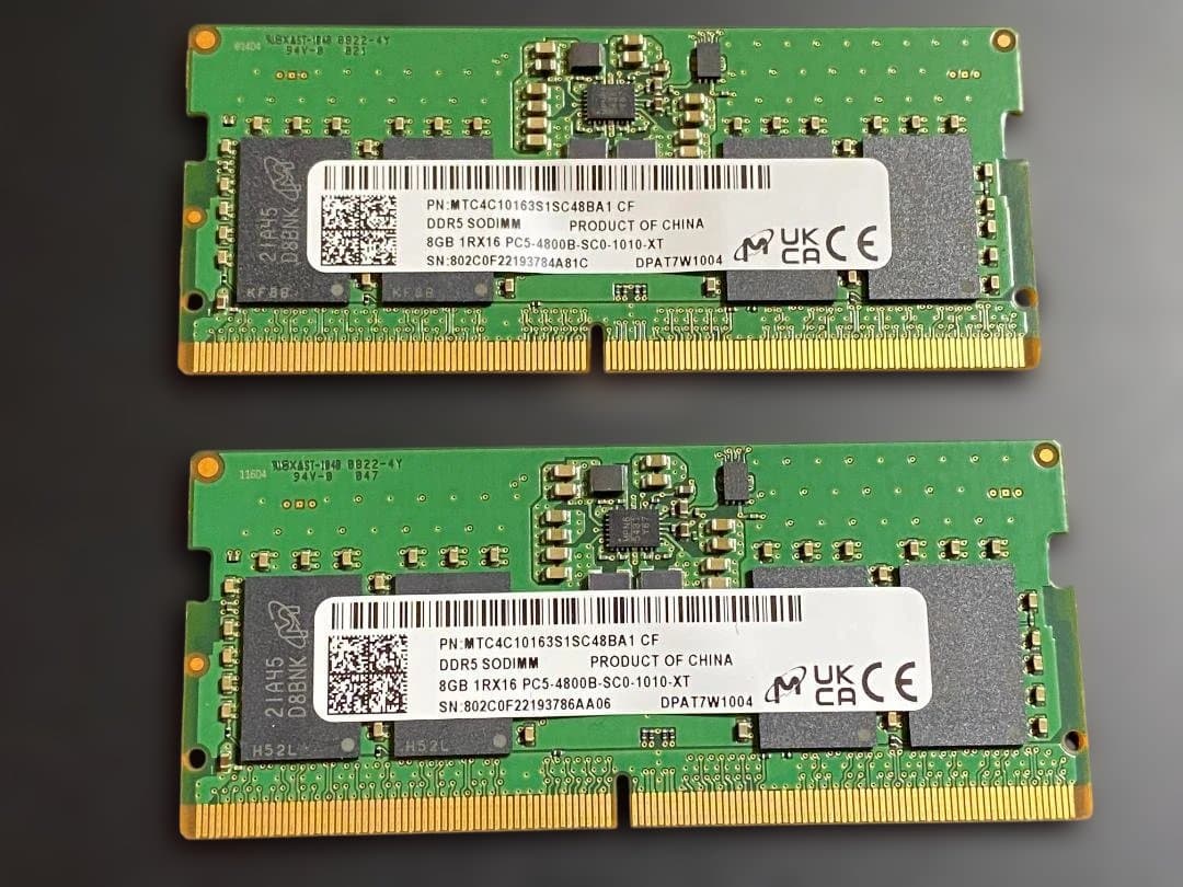 マイクロン　DDR5 SODIMM 8GB×2 16GB 4800