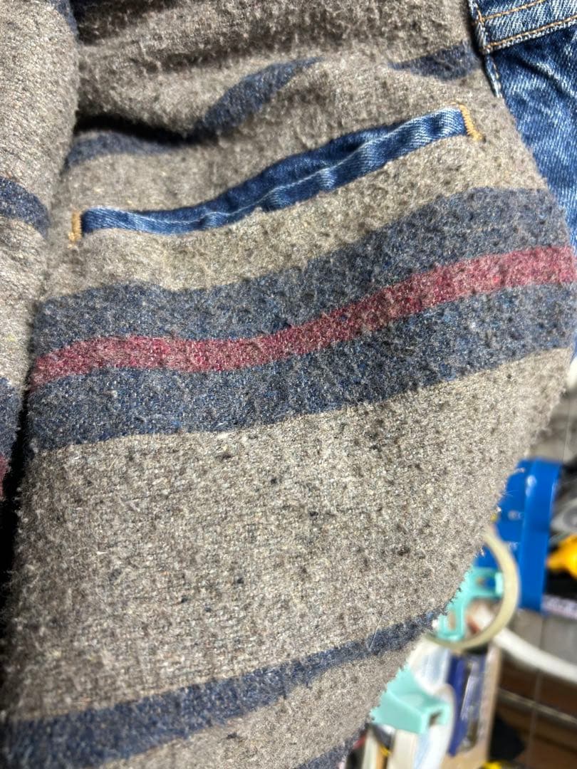 Levi's 80s 90sデニムジャケット ブランケット 革襟付き XL