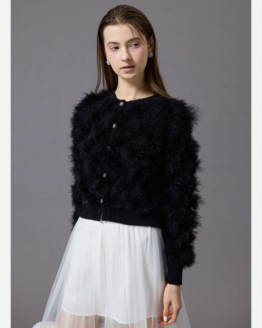 sherller シェリエ フェザーカーディガン