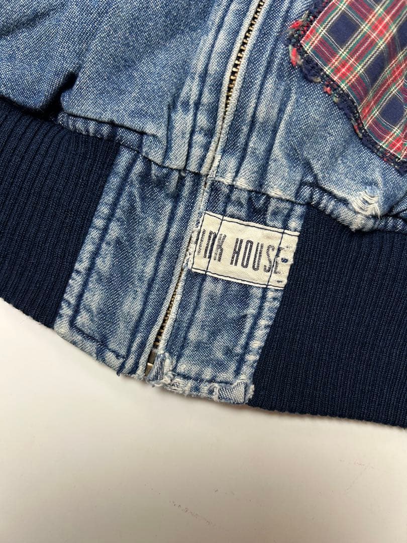 PINK HOUSE パッチワーク　デニムジャケット　MA-1
