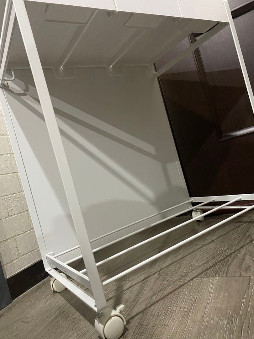 美品 山崎実業 Tower・タワー 目隠し蓋付き 3分別ダストワゴン 白