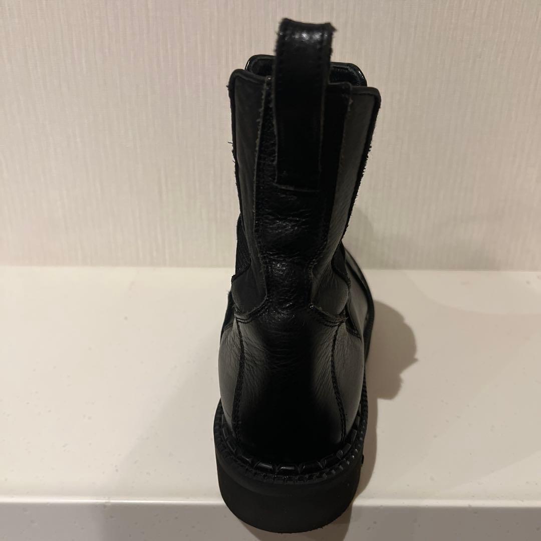 ブラック サイドゴアブーツ レザー