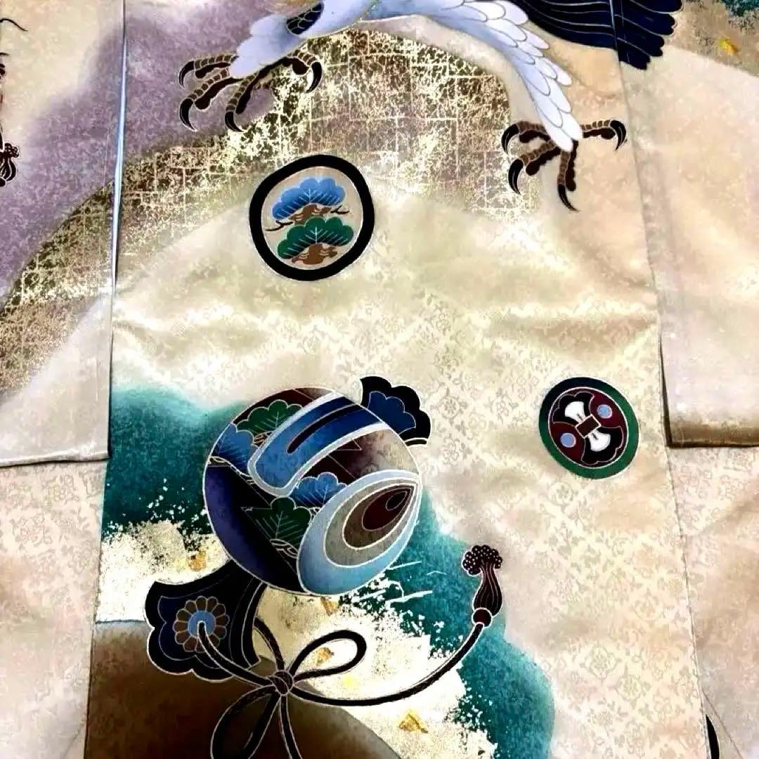 【新品】日本製 刺繍 手書き京友禅❗️お宮参り 産着 襦袢付 正絹 新品たとう紙付