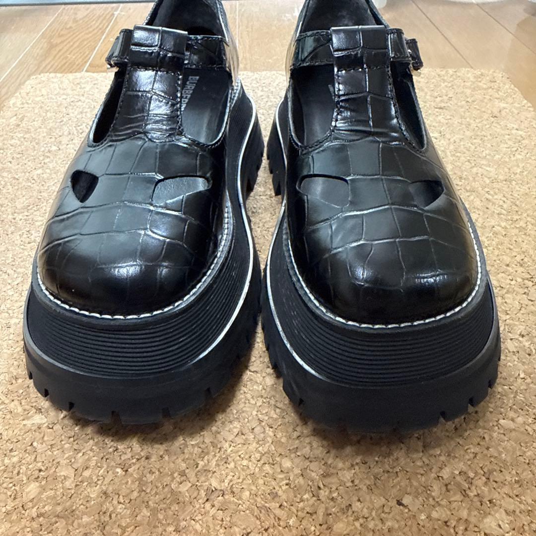 BURBERRY ブラッククロコ T-Bar ローファー メリージェーン36