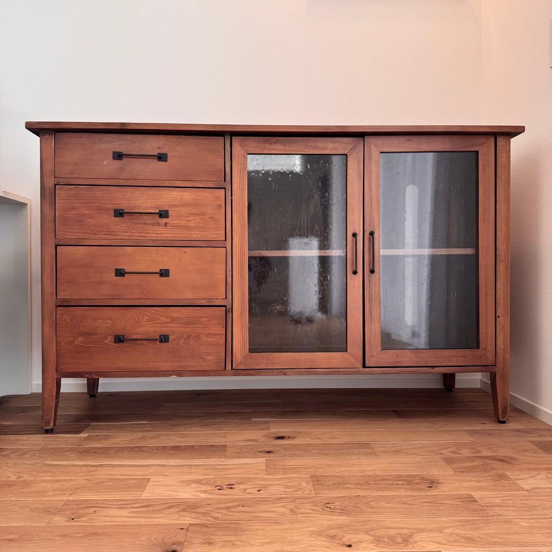 大*魂様 ビンテージ風サイドボード/ガラス扉キャビネット/テレビ台/ B-Com