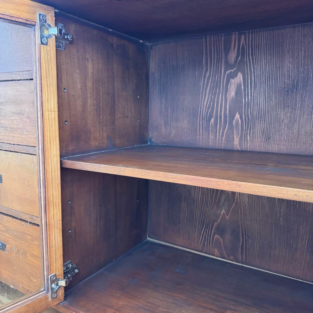 大*魂様 ビンテージ風サイドボード/ガラス扉キャビネット/テレビ台/ B-Com