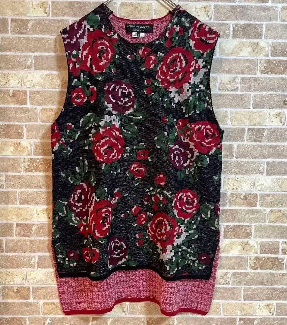 【美品・即完売モデル】コムデギャルソンオムプリュス　薔薇　ドッキング　ベスト