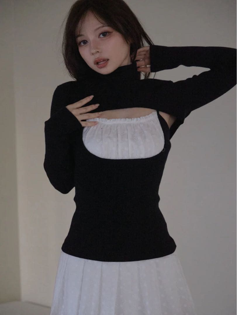 and mary Poppy lace set dress ブラック