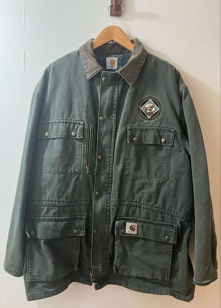90s Carhartt USA製 ジャケット XL カーハート レアカラー 緑