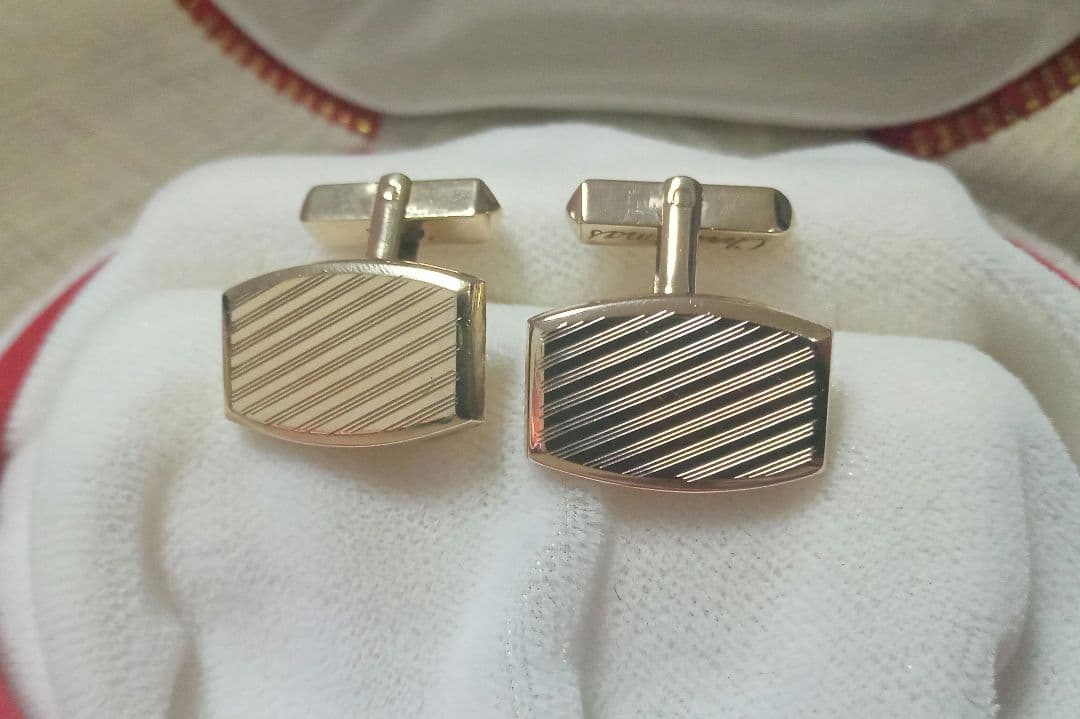 10K カフリンクス ストライプ 刻印有り