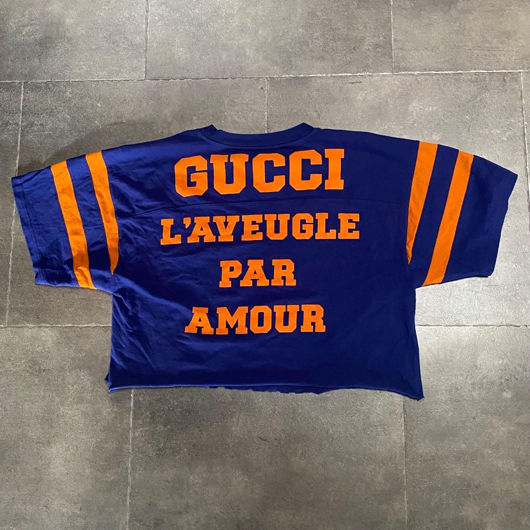 GUCCI オーバーサイズ Tシャツ ネイビー/オレンジ