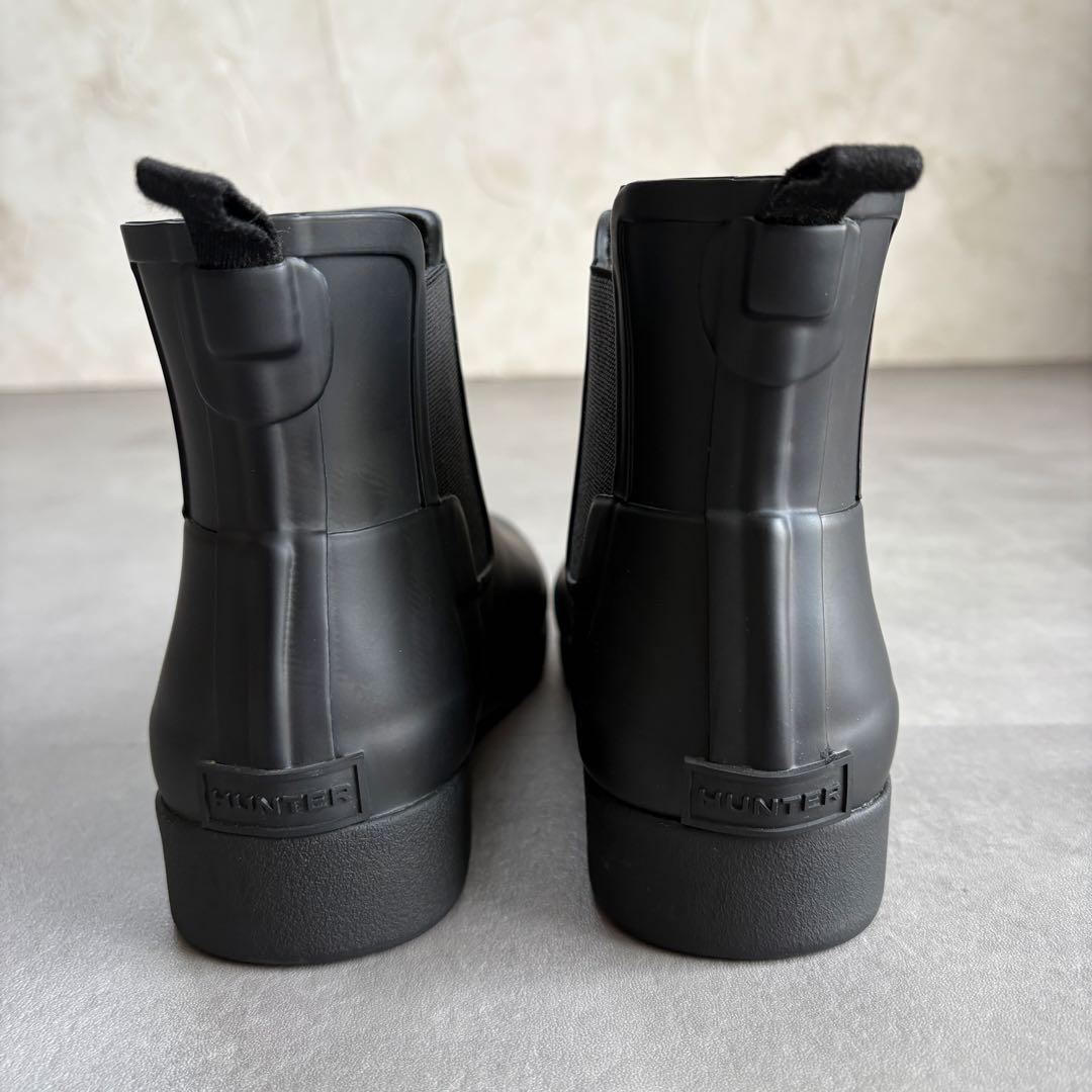 ハンター ほぼ未使用 サイドゴアブーツ レインブーツ 長靴 防水 黒【UK5】