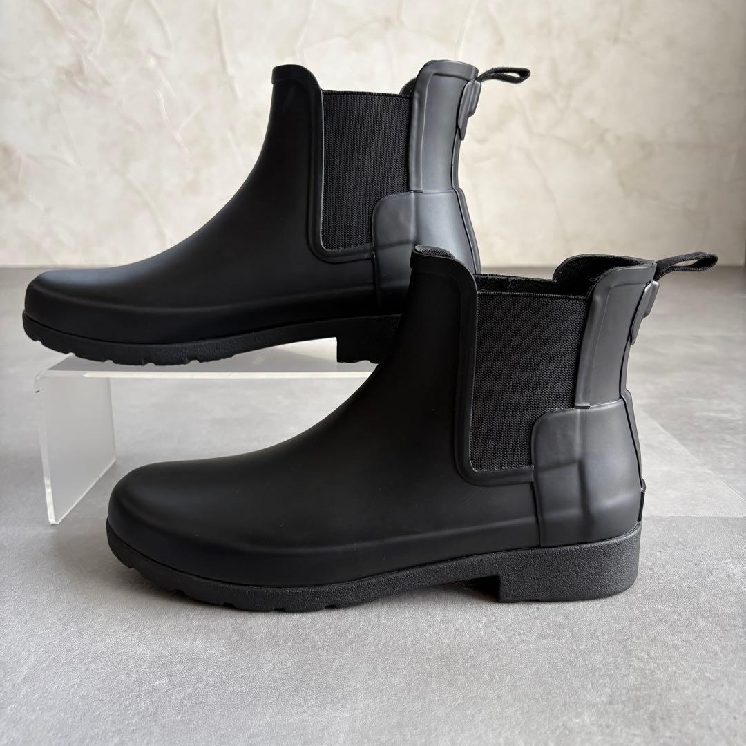 ハンター ほぼ未使用 サイドゴアブーツ レインブーツ 長靴 防水 黒【UK5】