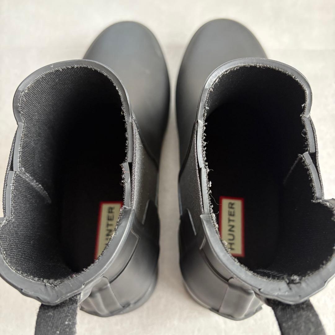 ハンター ほぼ未使用 サイドゴアブーツ レインブーツ 長靴 防水 黒【UK5】