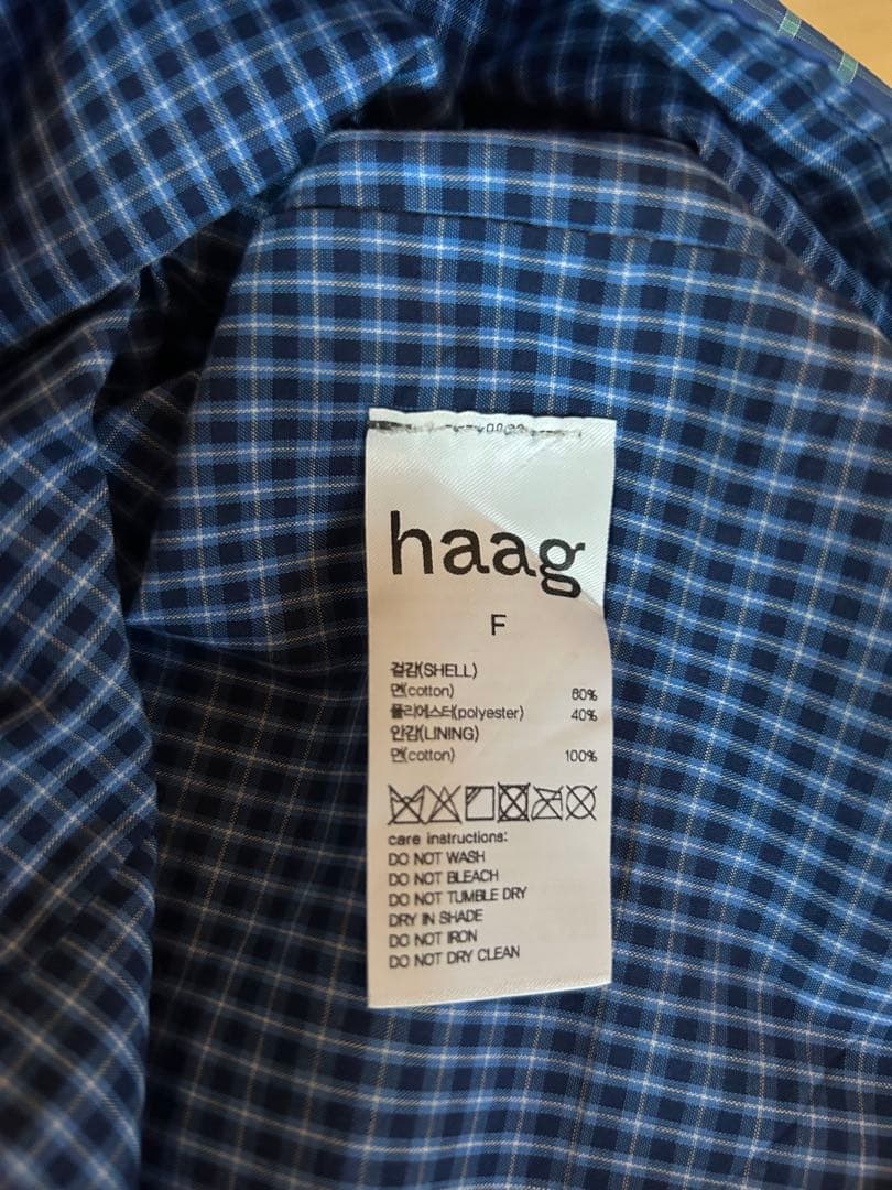 haag トートバッグ　チェック柄　エコバッグ 青