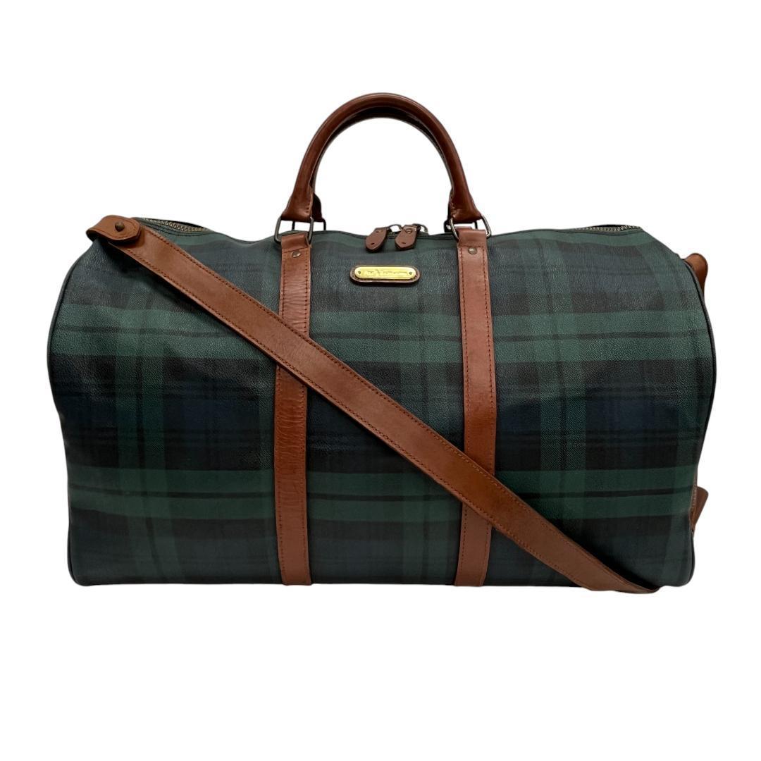ポロ ラルフローレン 2way ボストンバッグ グリーン チェック 大容量