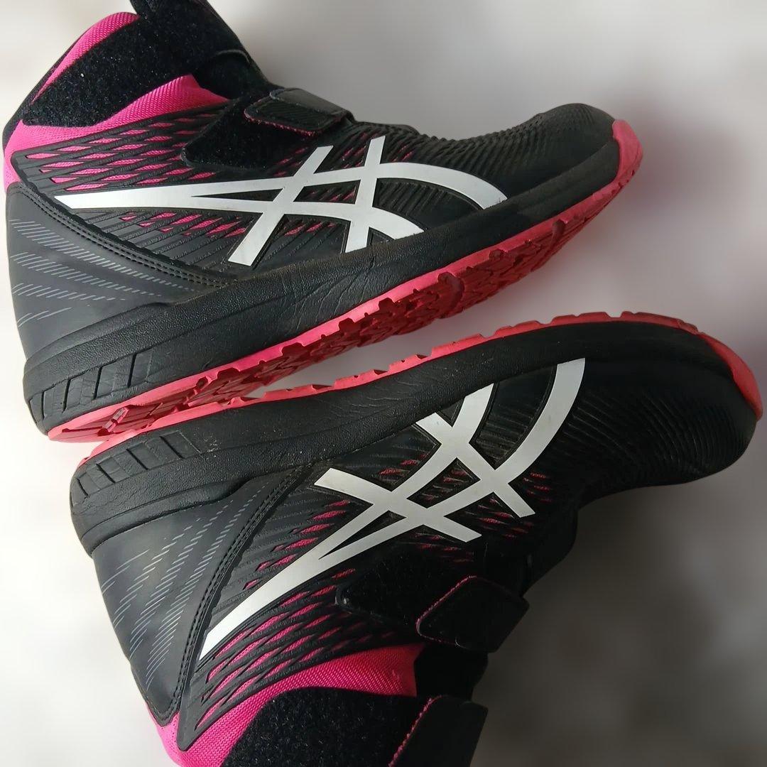 asics ブラック/ピンク ハイカット安全靴
