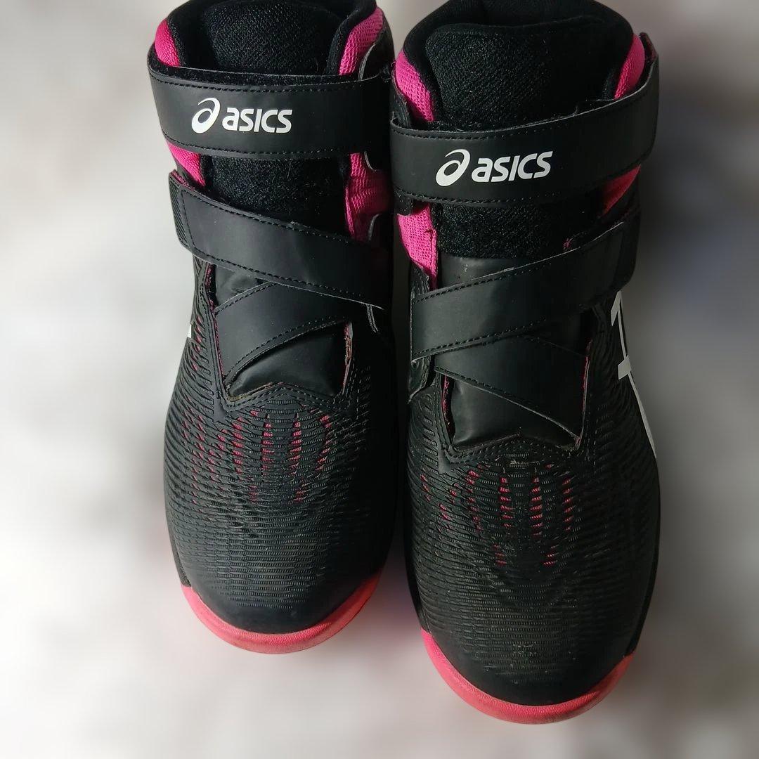 asics ブラック/ピンク ハイカット安全靴