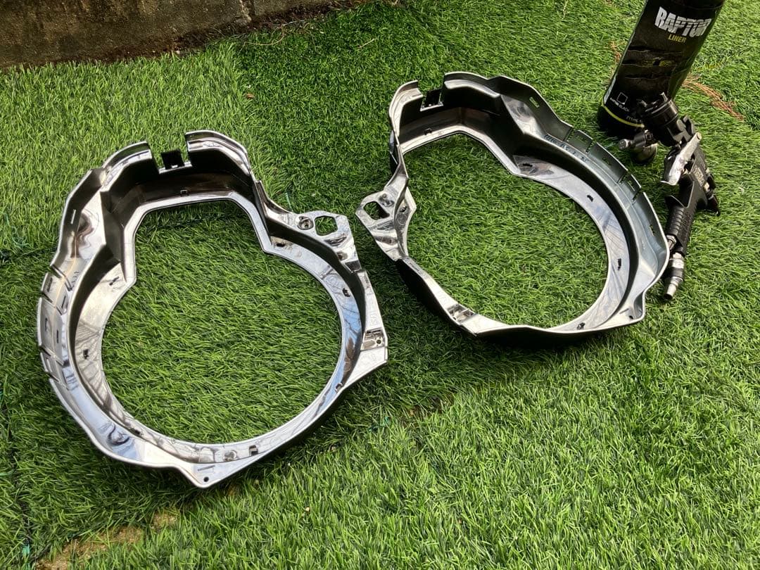 スズキ　ハスラー　グリル、ヘッドライトカバー本物ラプターライナー塗装ブラック