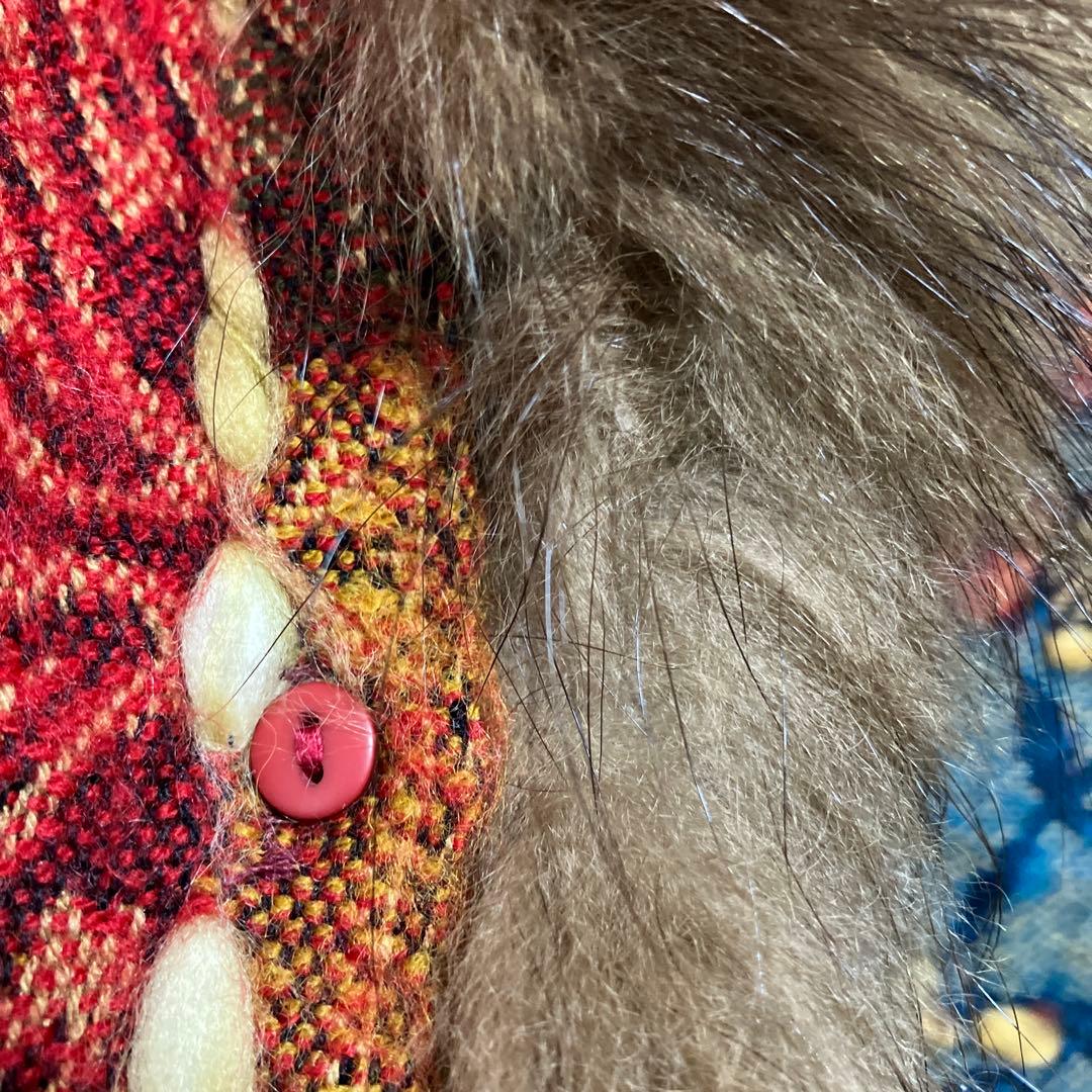 ファー付き刺繍ポンチョ