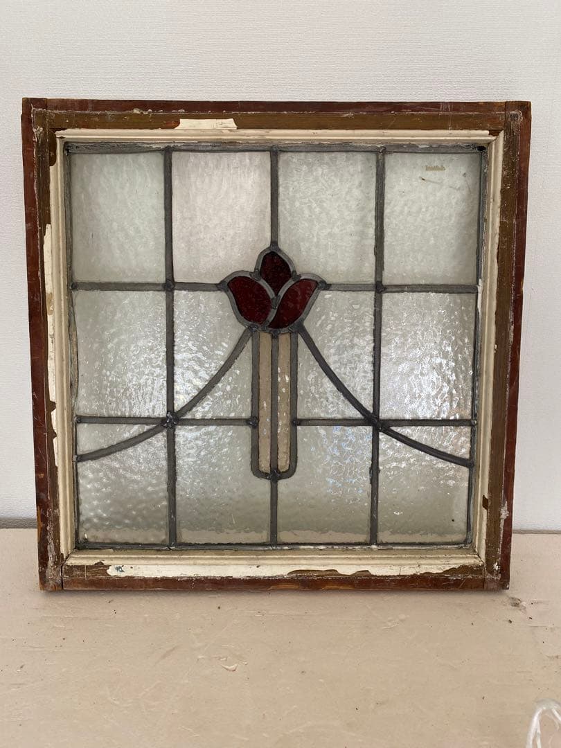 花モチーフ アンティーク　ステンドグラス