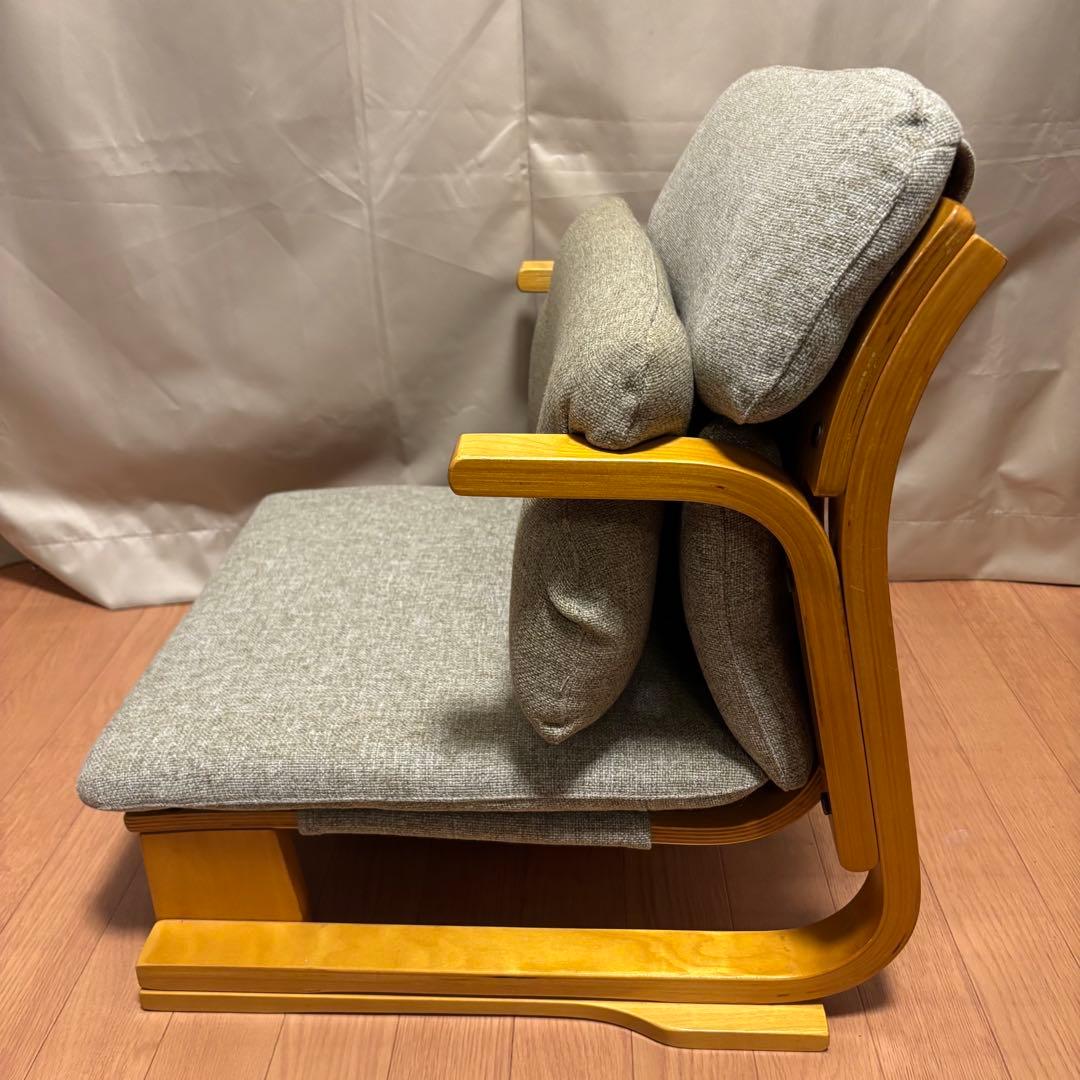【美品】通販生活 楽座椅子（低座椅子）カバーリング＆背あてクッション付
