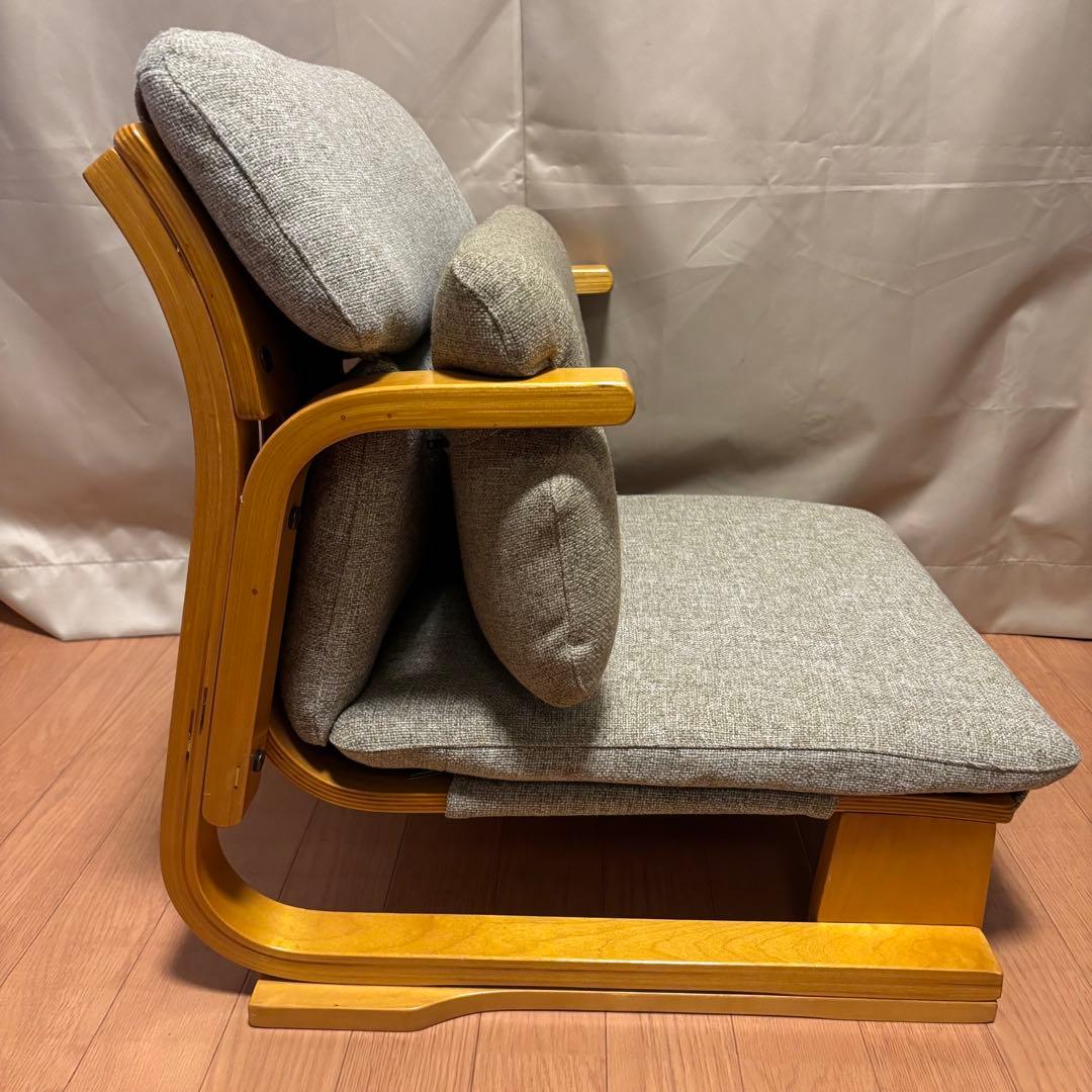 【美品】通販生活 楽座椅子（低座椅子）カバーリング＆背あてクッション付