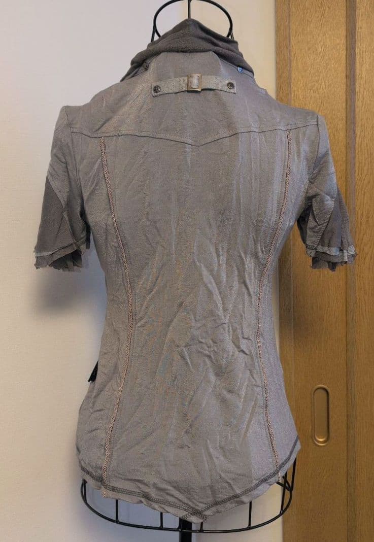 OzzCroce レースアップ 異素材切替トップス