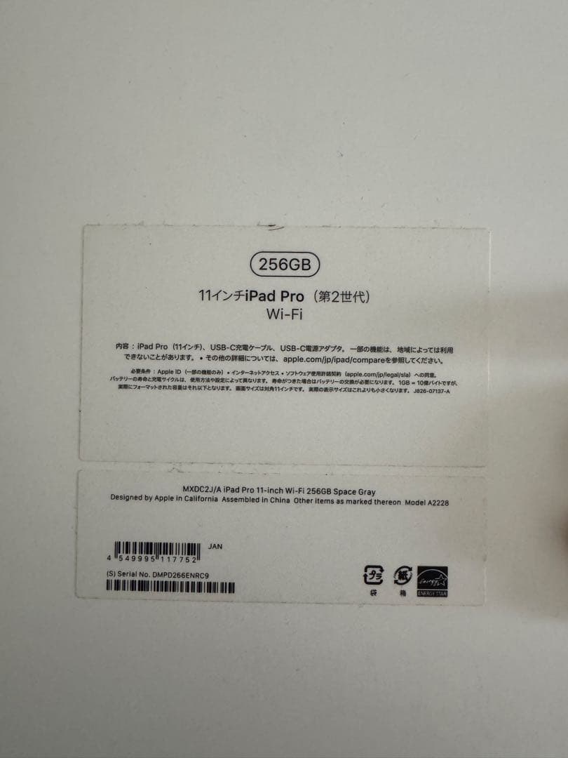 iPad Pro 11インチ 256GB第2世代　ペンシル付