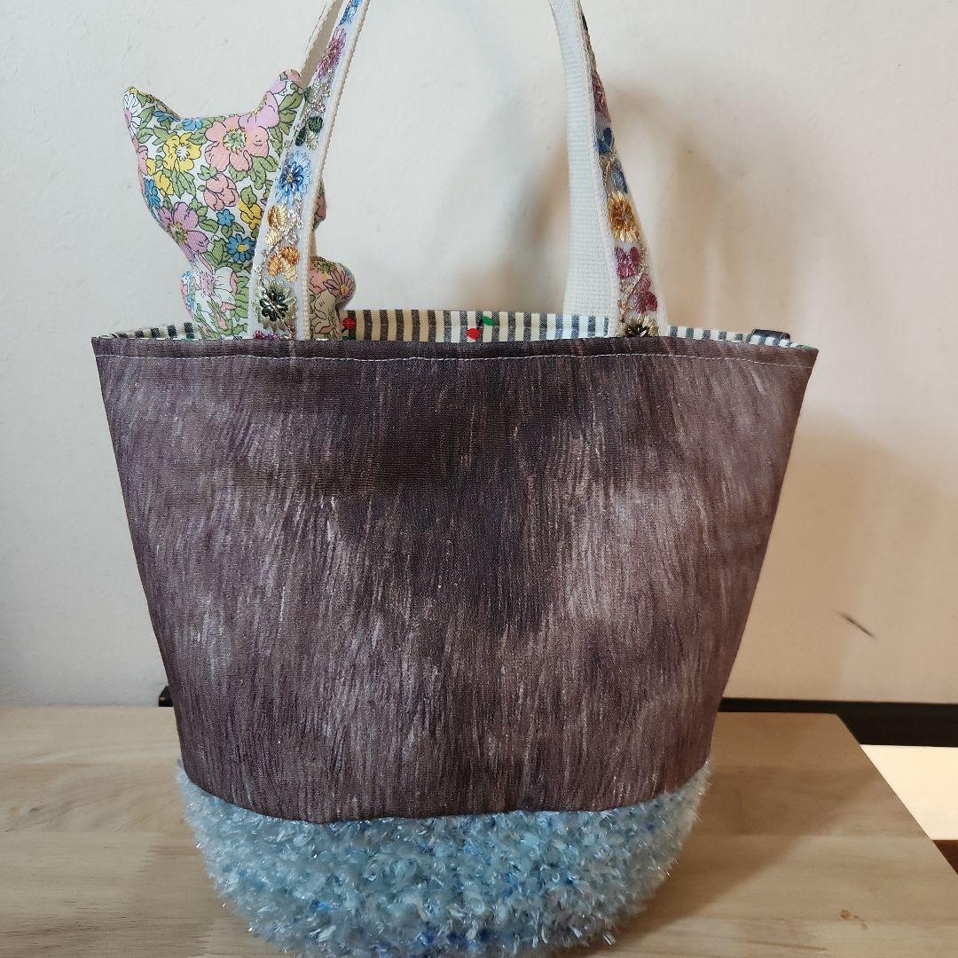 ゆ*ら様 コヤンイサムチョン　ニャンの毛糸のカゴバック　ハンドメイド