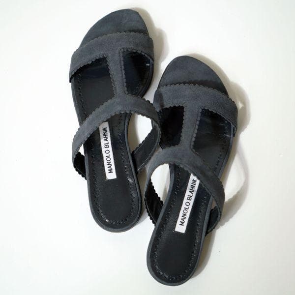 MANOLO BLAHNIK マノロブラニク ミュール 37 グレー アルタス