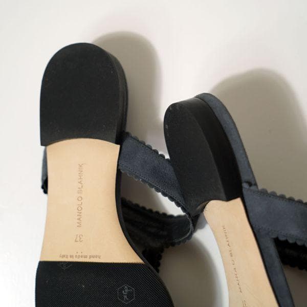 MANOLO BLAHNIK マノロブラニク ミュール 37 グレー アルタス