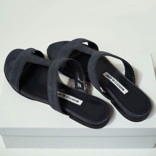 MANOLO BLAHNIK マノロブラニク ミュール 37 グレー アルタス