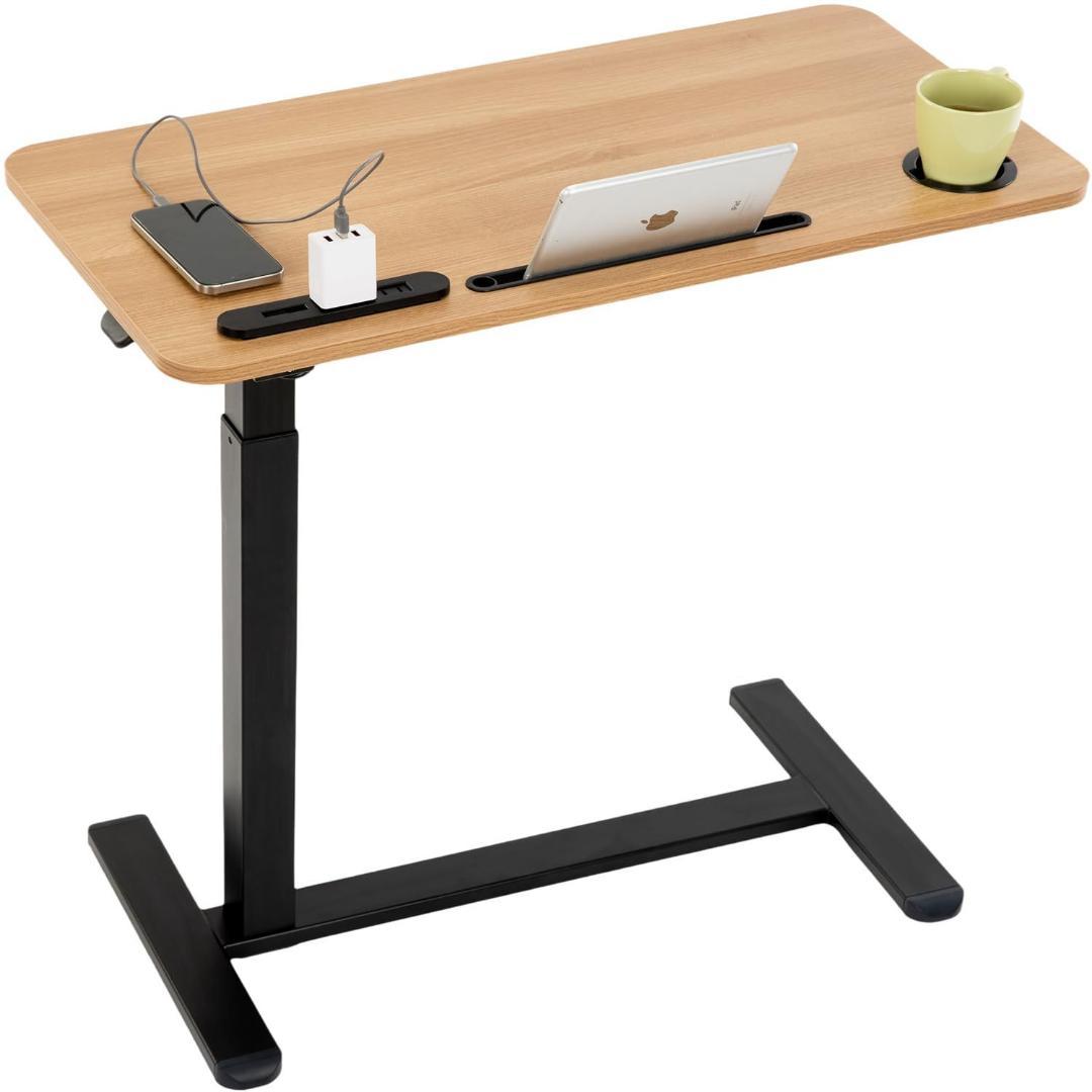大幅値下げ❣️サイドテーブル昇降式 ガス圧昇降 PCテーブル ナチュラル