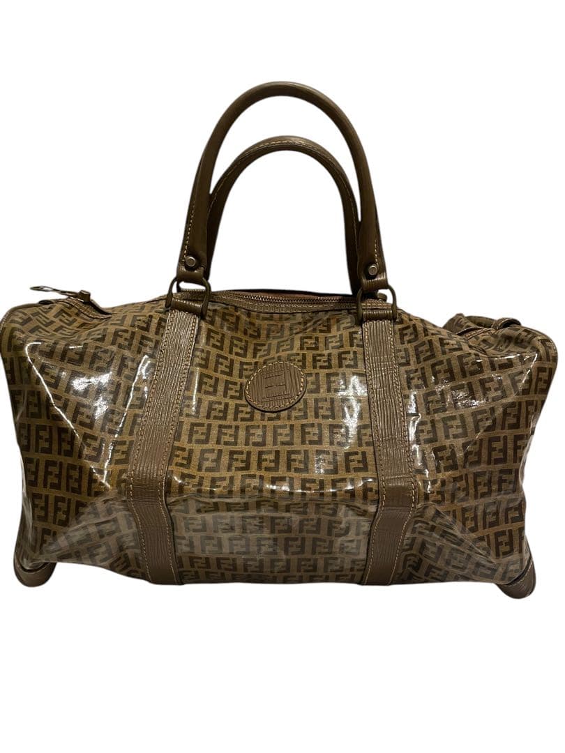 FENDI フェンディ ボストンバッグ エナメル生地 ズッカ柄 ヴィンテージ