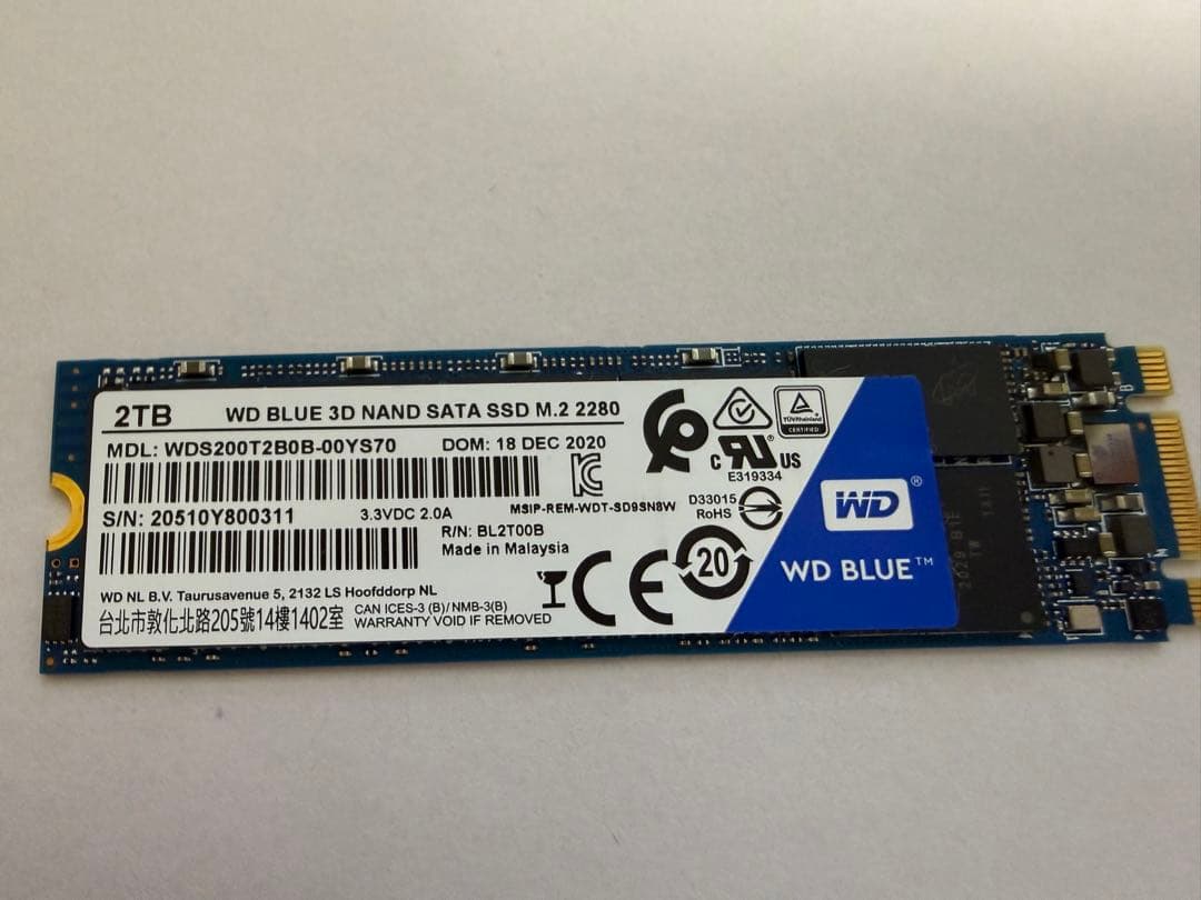 内蔵型SSD WD Blue 2TB SATA SSD M.2 2280