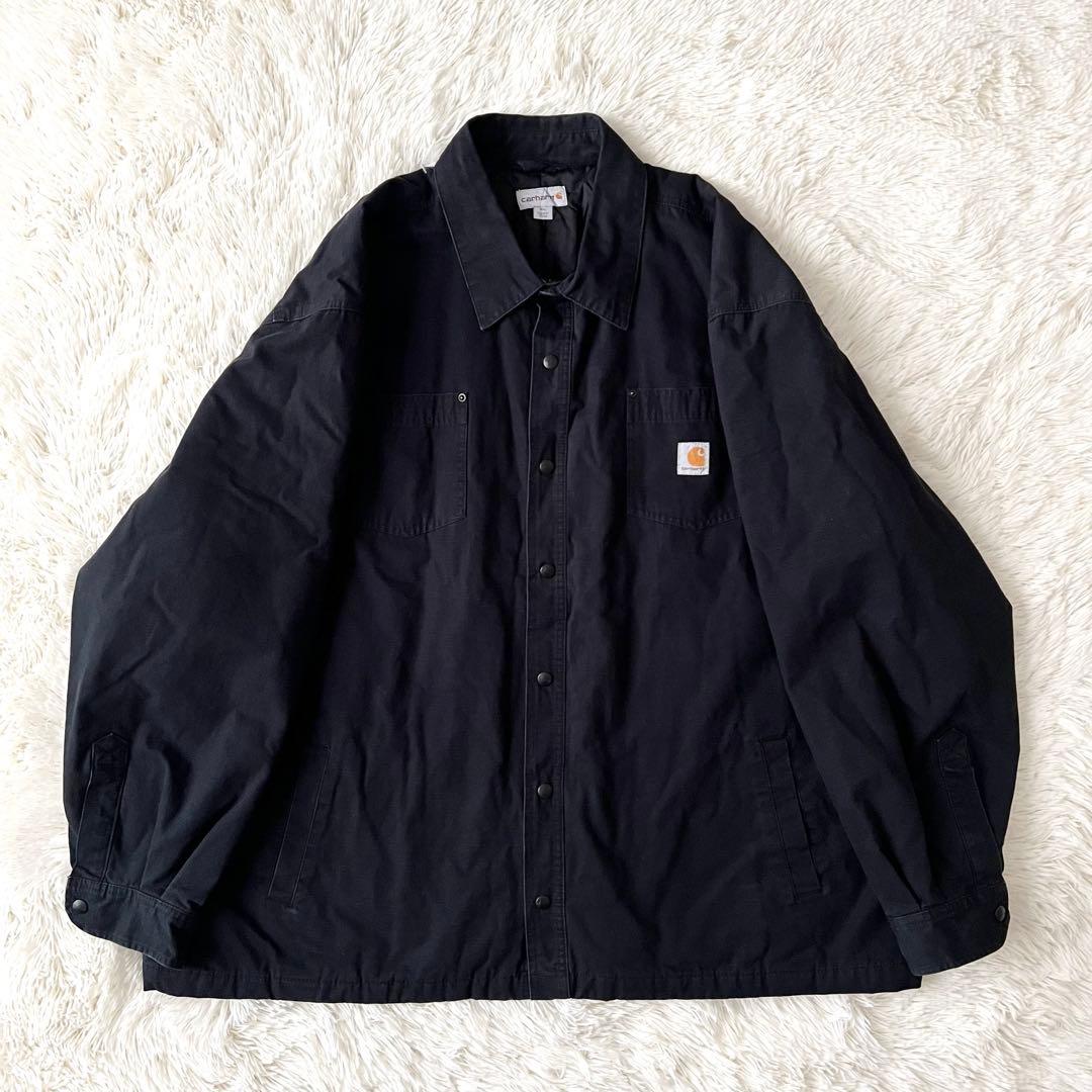 【希少4XL】Carhartt カバーオール 裏地キルティング ブラック